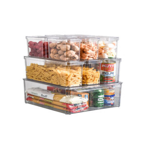 Ensemble de 10 Bacs de Rangement Transparents pour Réfrigérateur et Garde-Manger – Organiseurs en Plastique PET Sans BPA – Design Cuboïde