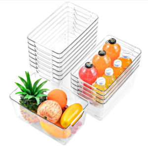 Bac de Rangement pour Réfrigérateur avec Séparateurs Amovibles – Organisateur de Garde-Manger Empilable en Acrylique Transparent – Modèle YGL
