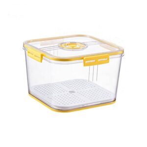 Organisateur de Réfrigérateur Empilable avec Dateur et Passoire – Bac de Conservation Transparent 24,5x24,5x15,4cm